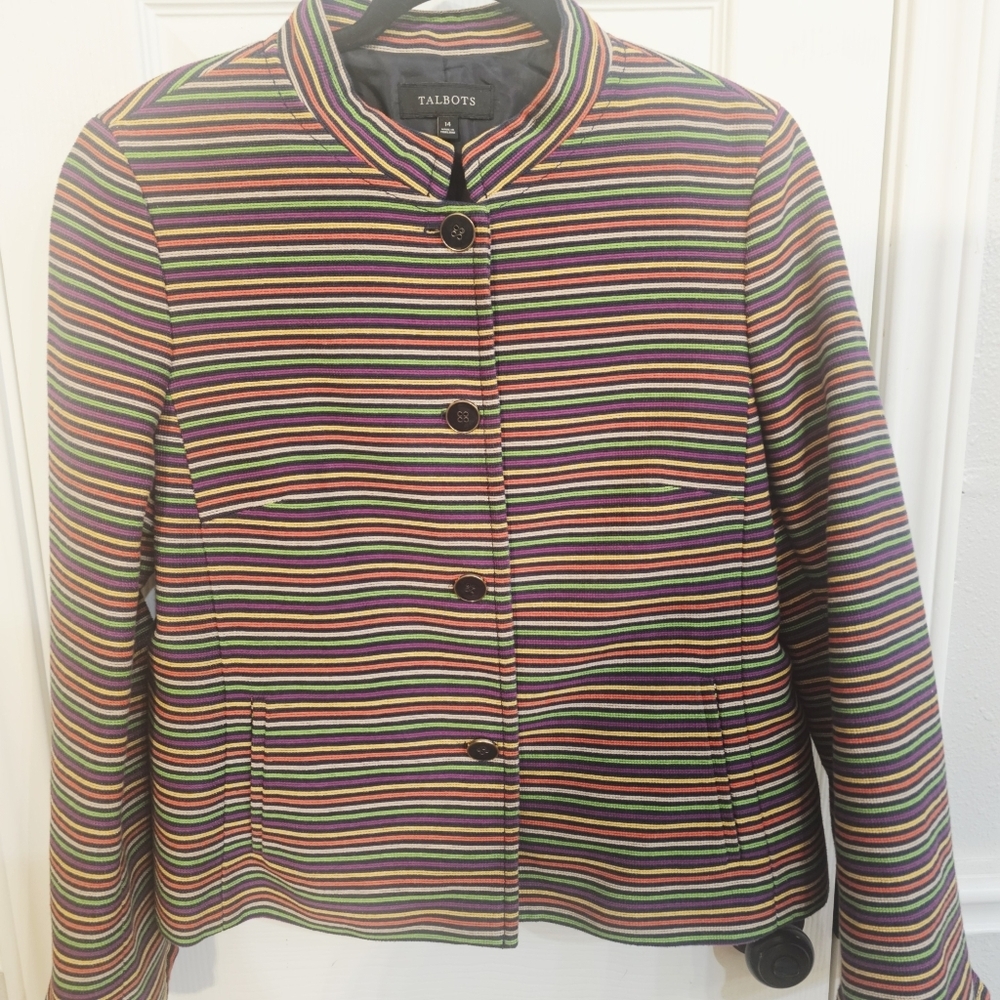 Talbots Green and Purple Blazer with Vintage Appeal